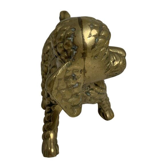 VTG Brass Poodle Figurine Dog Statue Handcrafted Detailed Home Decor Paperweight - Picture 7 of 8